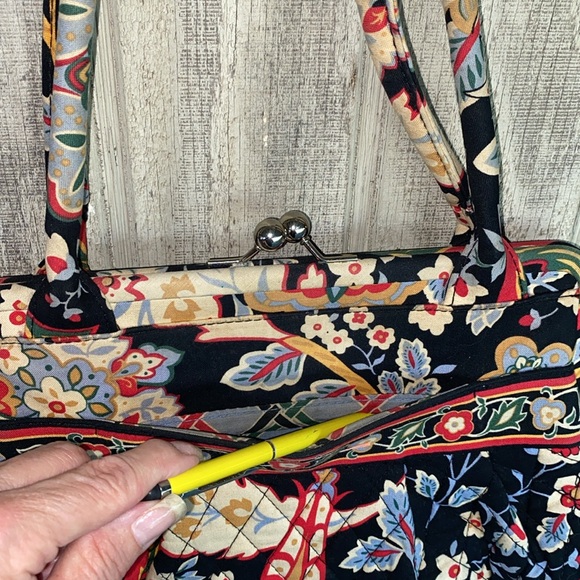 Retired Vera Bradley handbag & zip around wallet multi colors blues floral print - Picture 10 of 15